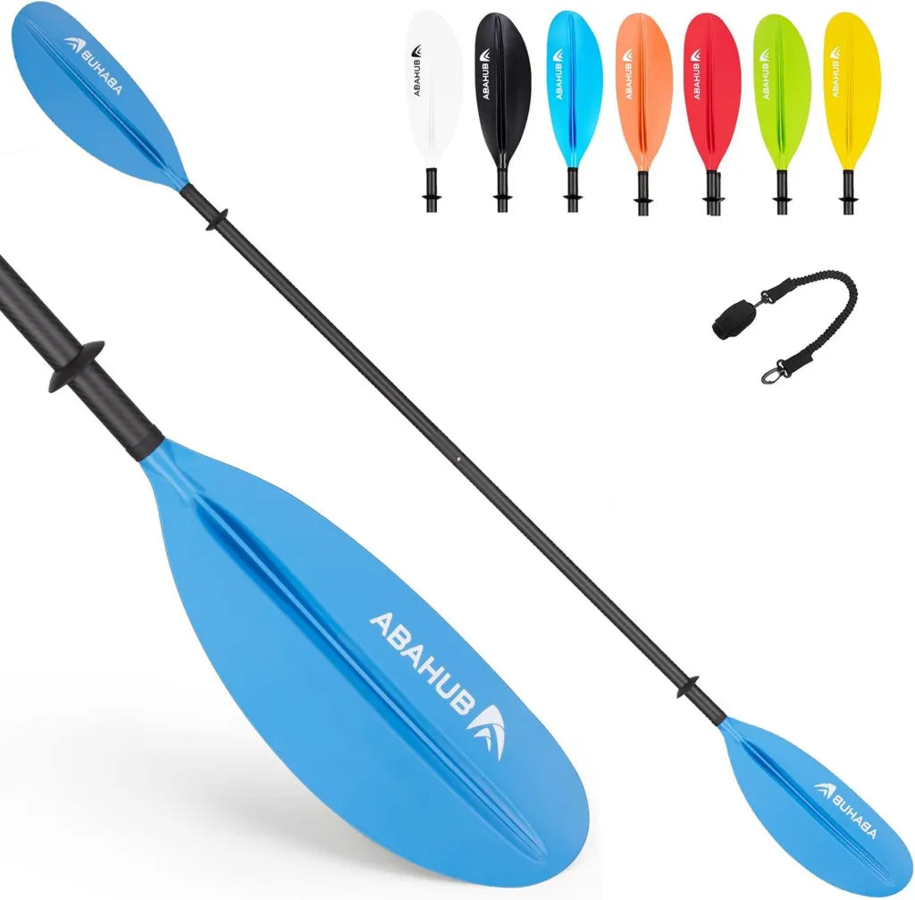 Pagaie Kayak Carbone Réglable 220-240cm Abahub avec Lames Multicolores