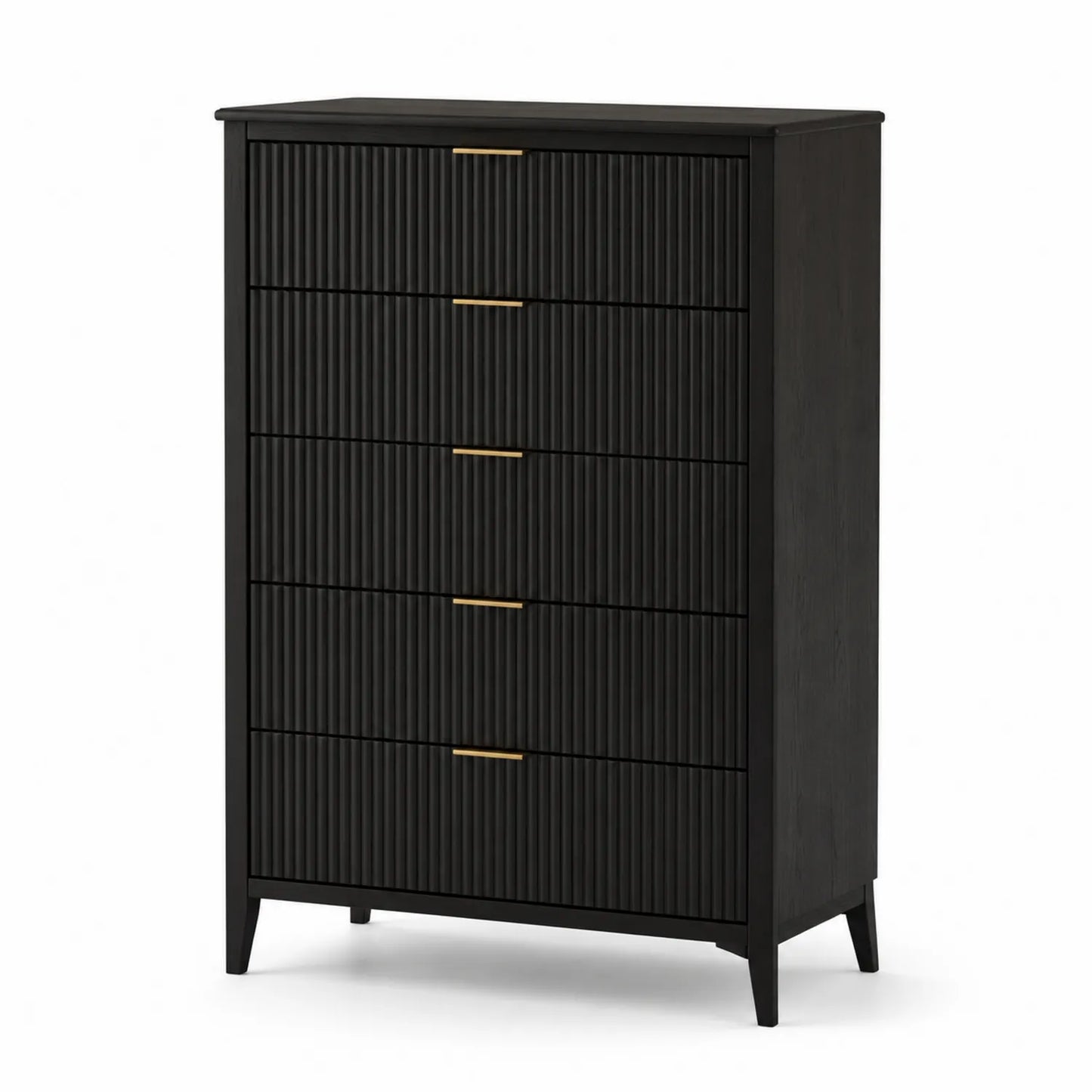 Commode en Bois Noir avec 5 Tiroirs