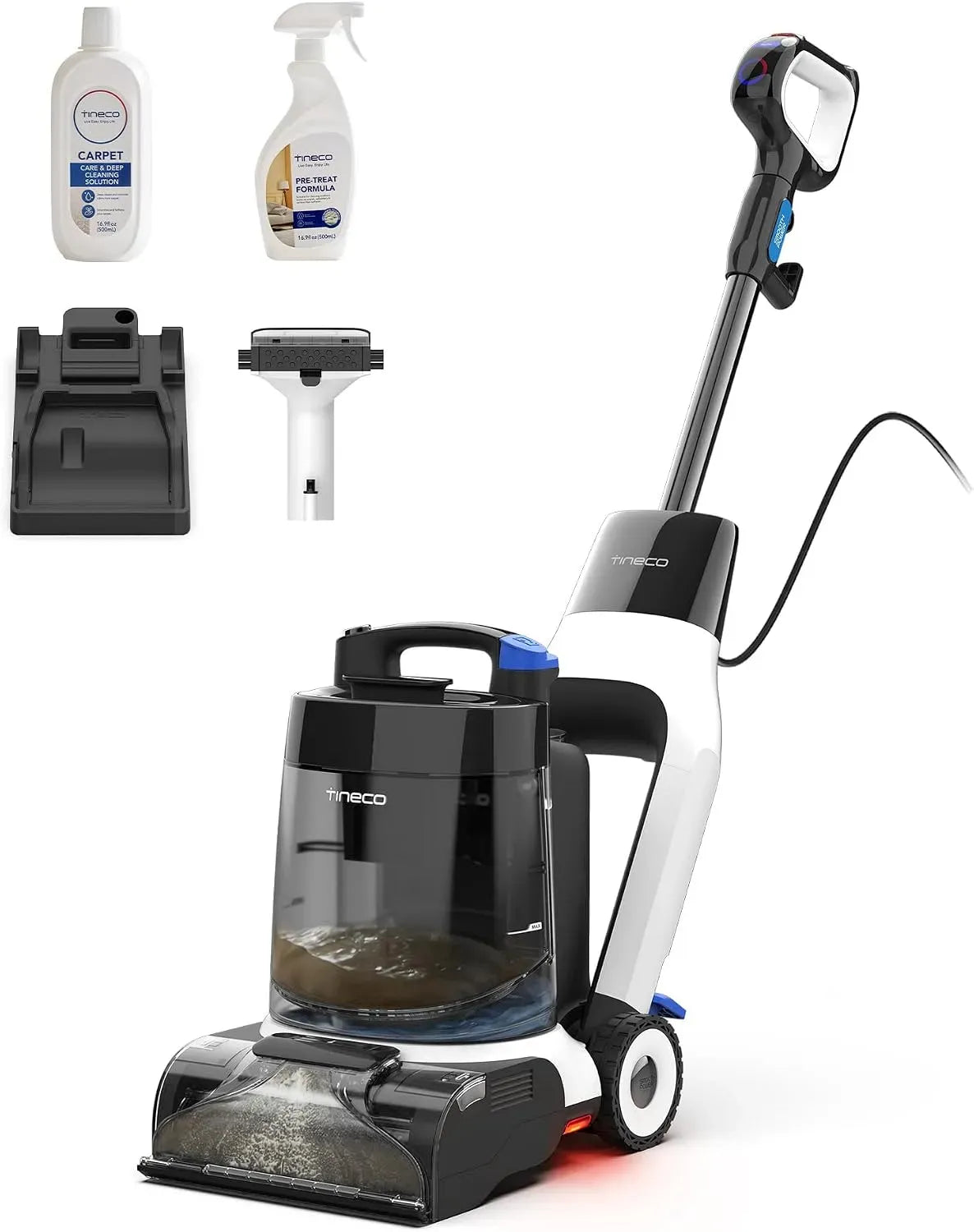 Nettoyeur, Capteur, Tapis, 130 W, 3 niveaux, Tineco Carpet One Cruiser Nettoyeur de Tapis Shampouineuse 130W et FlashDry