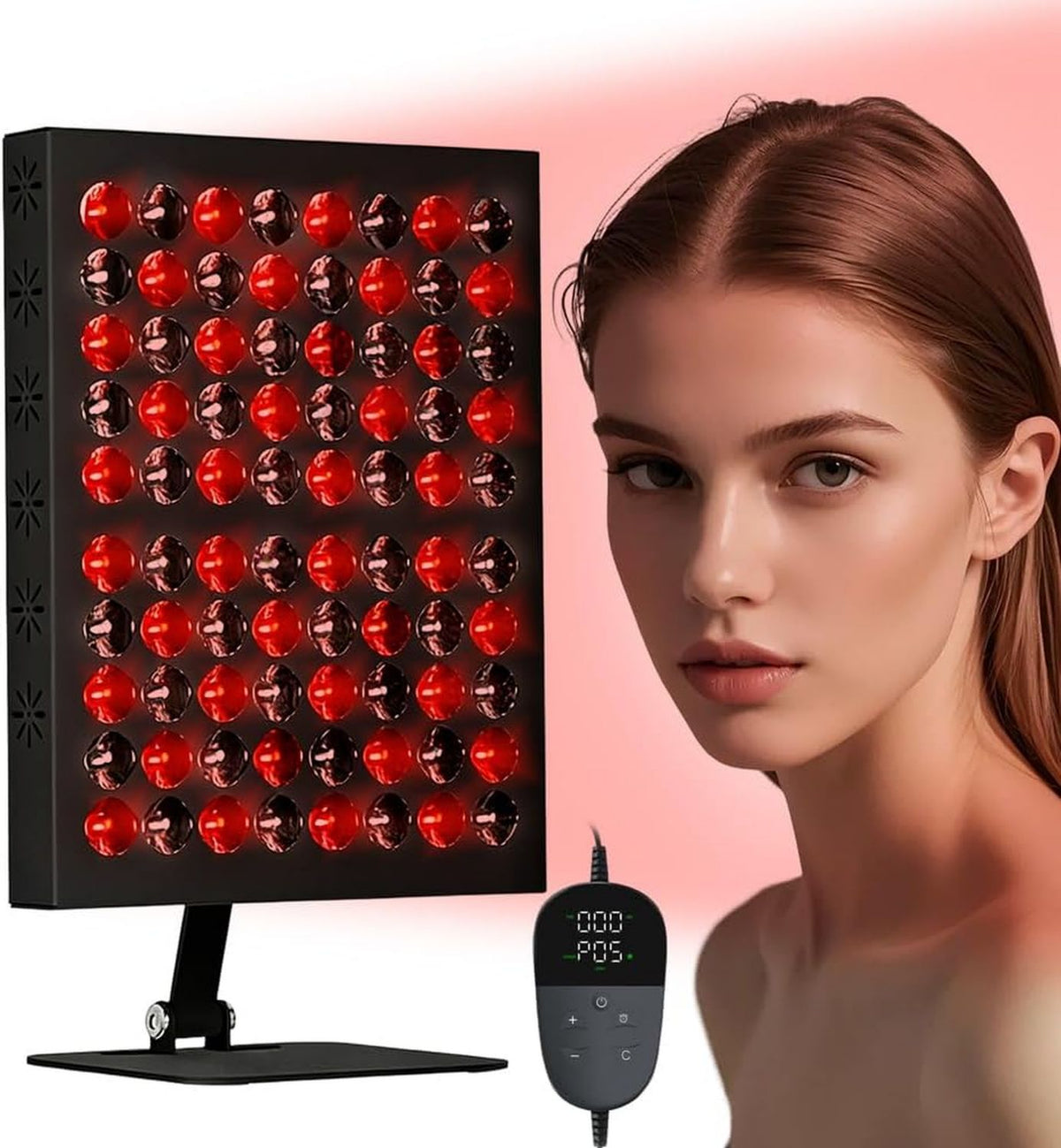 Appareil de luminothérapie rouge – affichage LED, 850 nm, 660 nm, 50 W, 60 LED