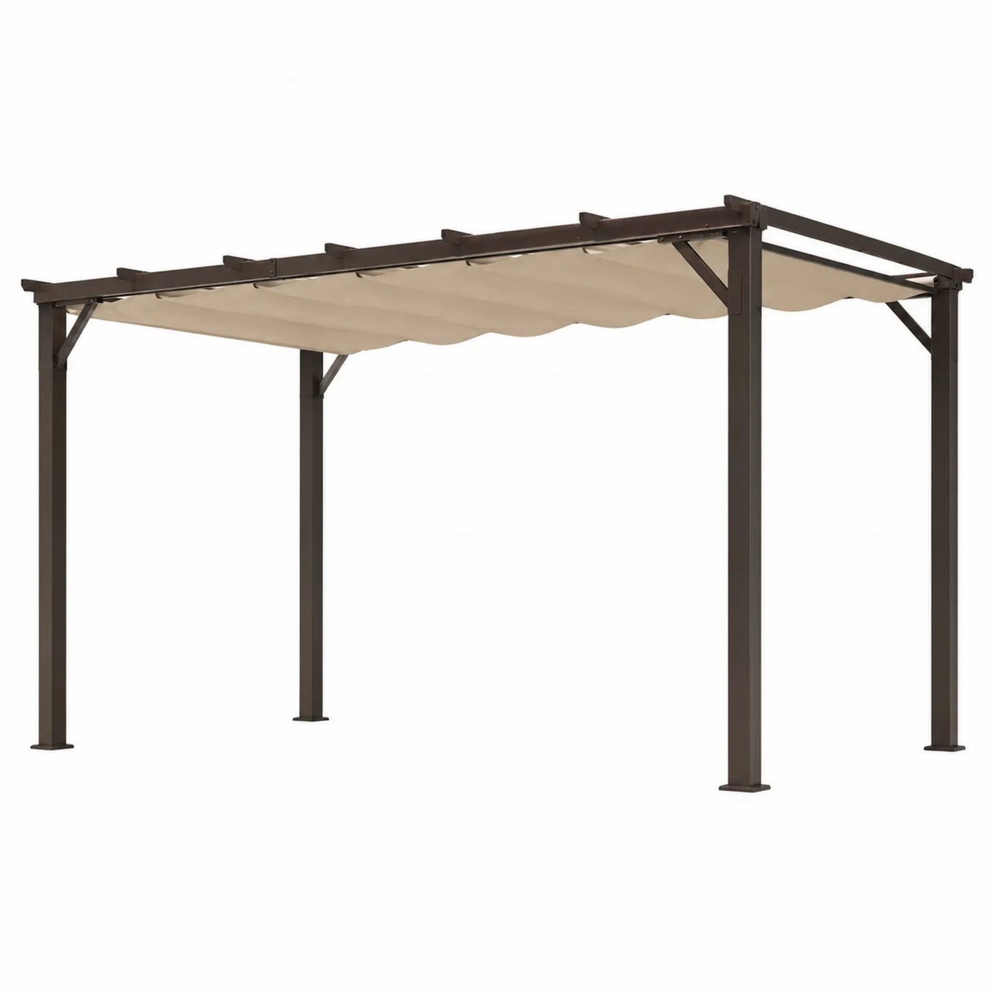 Pergola rectangulaire en aluminium et polyester Beige 3x4m