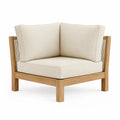 Chaise d'angle en bois avec coussins beiges