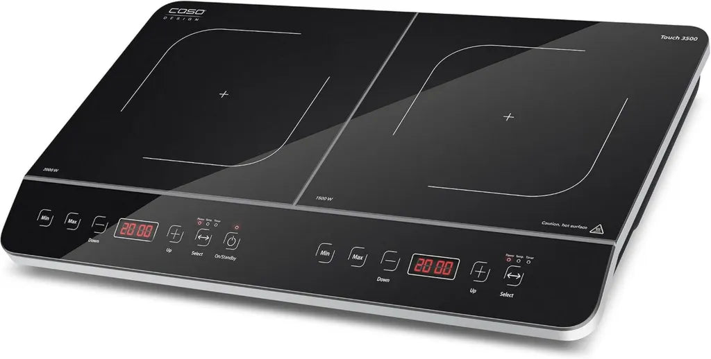 CASO Double Plaque à Induction Mobile 3500W, Sûreté Avancée, Température Réglable 60-240°C, 6 Niveaux, Minuterie 180 min, Pour Casseroles jusqu'à 26 cm