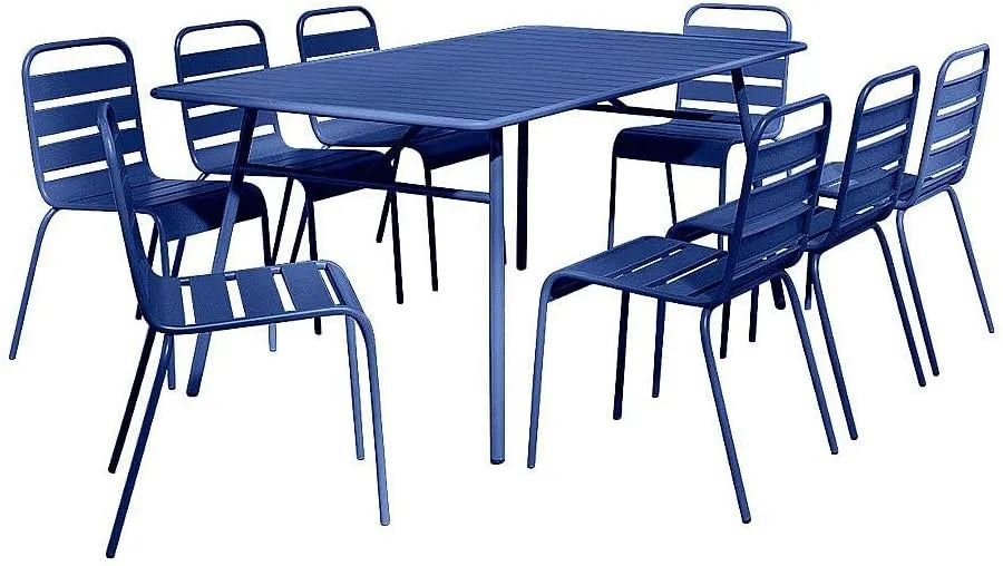 Chaise — L.200, en métal, 200 cm, bleu