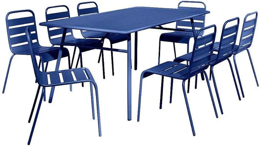 Chaise — L.200, en métal, 200 cm, bleu