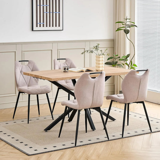 Chaise — en bois, 5 Pièces, 140cm, beige