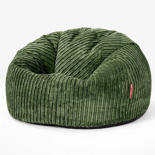 Lounge Pug Pouf Poire Classique pour Adulte en Velours Côtelé: format portable, vert