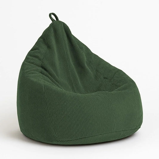 chilly pilley® Pouf en Velours côtelé avec Rembourrage EPS — avec coussins, 85 × 125, vert
