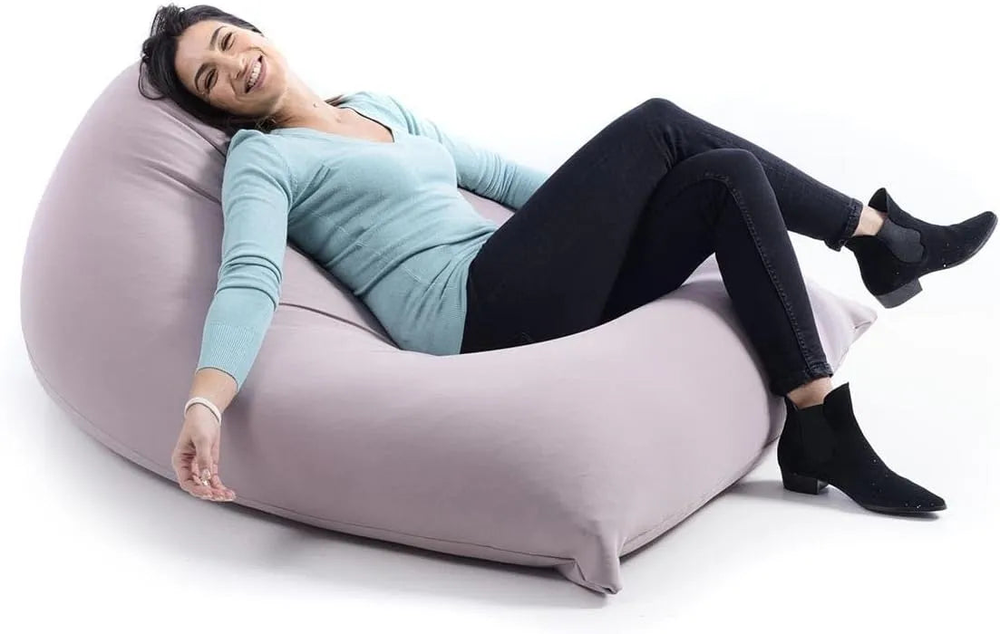 Pouf Géant XL Forme Berlingot Intérieur — revêtement en tissu, beige
