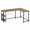 Bureau d'angle en bois et métal avec étagères marron/noir 150x120x75 cm