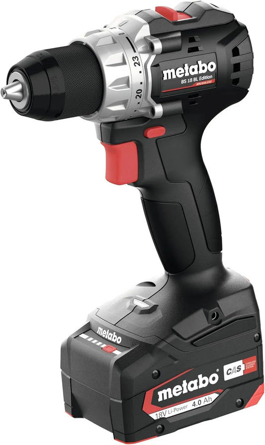 Metabo Perceuse-visseuse BS 18 Perceuse-visseuse et visseuse électrique, CAS, sans fil, moteur sans balais, format compact, 36 mm, 18 V, 60 Nm