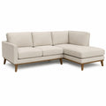 Canapé d'angle tissu beige avec cadre en bois 250x85x150 cm