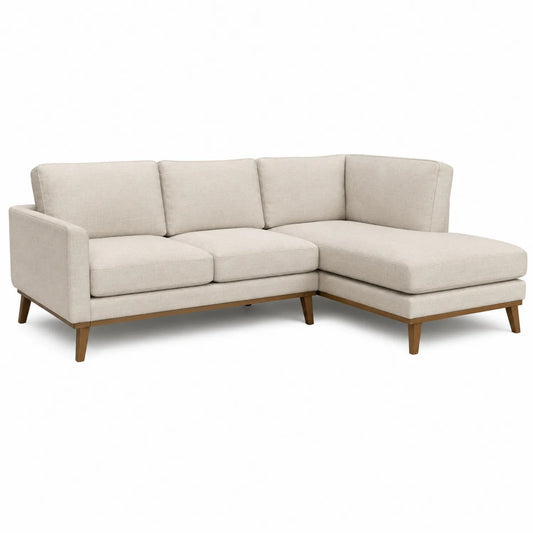 Canapé d'angle tissu beige avec cadre en bois 250x85x150 cm