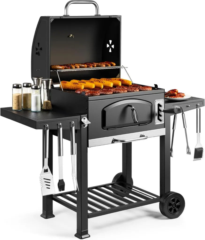 Barbecue à Charbon XL 2-en-1 avec Fumoir - VonHaus