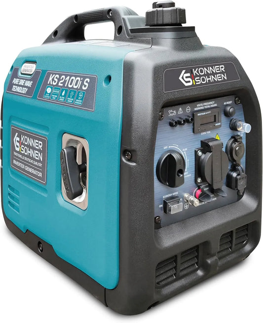 Générateur inverter KS 2100i S de Könner & Söhn.Générateur essence 2000 W, 2 ports USB, affichage LED, prise Schuko 230 V