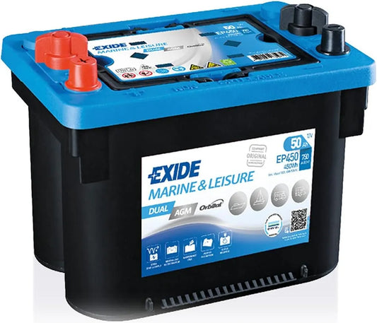 Exide EP450 12 V 50 Batterie à décharge profonde et batterie solaire et loisirs, 50 AH