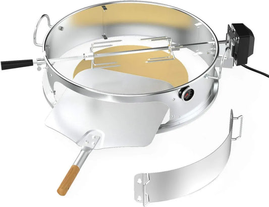 Kit d'Anneaux à Pizza avec Rôtissoire en Acier Inoxydable pour Barbecue Weber 57 cm