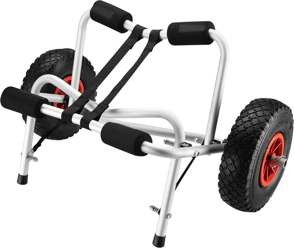 Chariot de Transport en Aluminium pour Kayak avec Coussinets en Mousse et Sangles de Sécurité