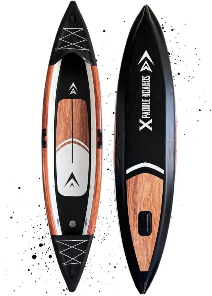 Kayak Gonflable 1 Place avec Dropstitch - 366 x 75 x 42 cm, Noir