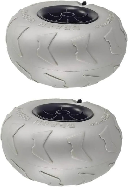 Paire de roues en PVC pour chariot de plage, 205 x 115 mm, adaptées au kayak et camping