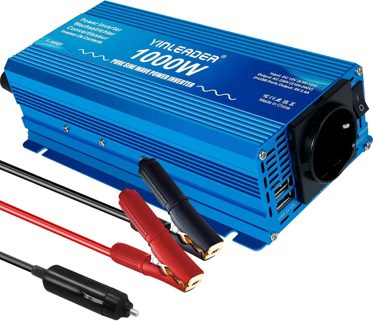 Yinleader Convertisseur 12v 220v Pur Sinus 1000W /2000W convertisseur Pur Sinus avec Double USB