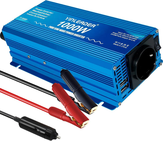 Yinleader Convertisseur 12v 220v Pur Sinus 1000W /2000W convertisseur Pur Sinus avec Double USB