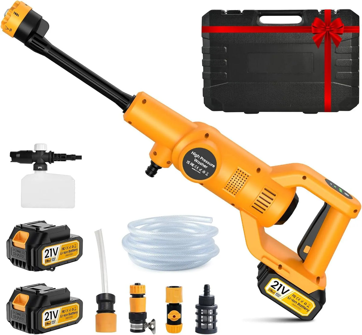 Nettoyeur haute pression et nettoyeur à pression, sans fil, format portable, 65 Bar, 21V, 4000 mAh, pour l'entretien automobile