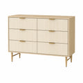 Commode en Chêne et MDF avec 6 Tiroirs Beige