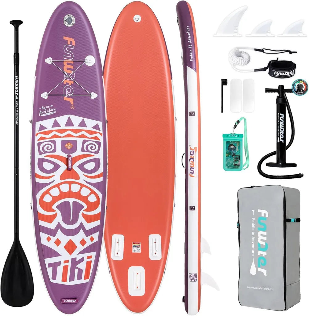FunWater Planche à Pagaie Gonflable de Haute Qualité avec Kit Complet, Stabilité et Antidérapante pour Tous Niveaux