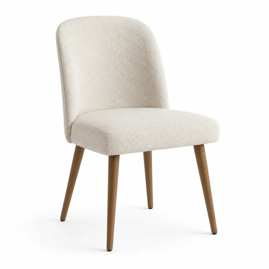 Chaise de salle à manger en tissu bouclé avec pieds en bois