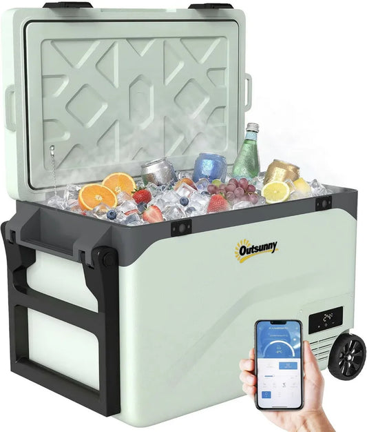 Glacière à Compression Portable 42,5L avec Application, Roues et Poignée, 12V/240V, -20°C à 20°C, Idéale pour Véhicules et Camping