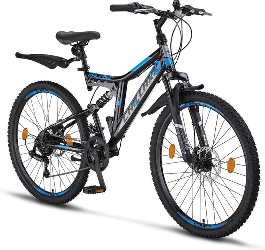 Chillaxx Falcon VTT tout-terrain, disponible en plusieurs tailles, unisexe, 21 vitesses, suspension intégrale, freins à disque