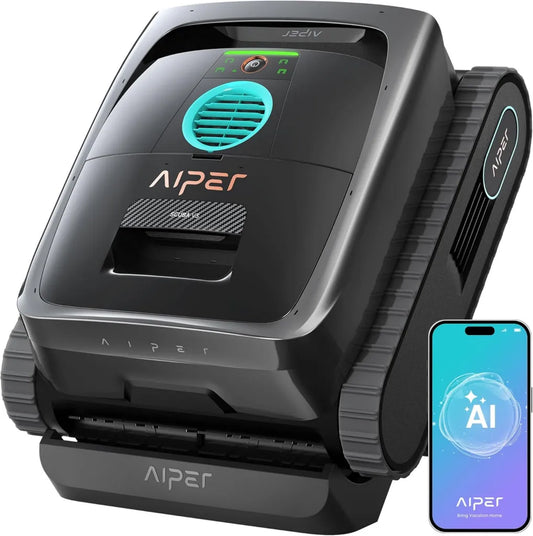 Robot de Piscine AIPER Scuba V3 avec IA, Aspiration Puissante et Filtre 3 µm, Compatible App, Pour Piscines Jusqu'à 200 m²