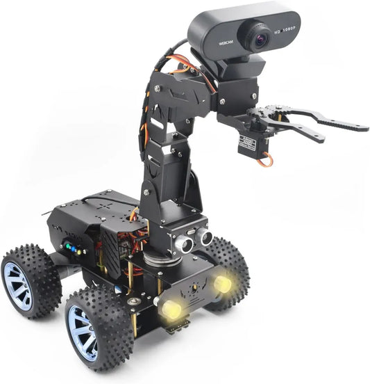 Kit Robot Voiture Intelligente Adeept PiCar Pro V2 avec Bras Robotique 4-DOF pour Raspberry Pi, Projet Éducatif STEM, Évitement d'Obstacles, Suivi de Ligne, Charge USB-C