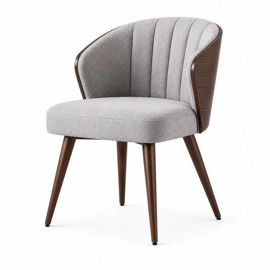 Chaise en tissu polyester gris avec pieds en bois
