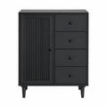 Buffet de rangement en bois noir avec porte et tiroirs