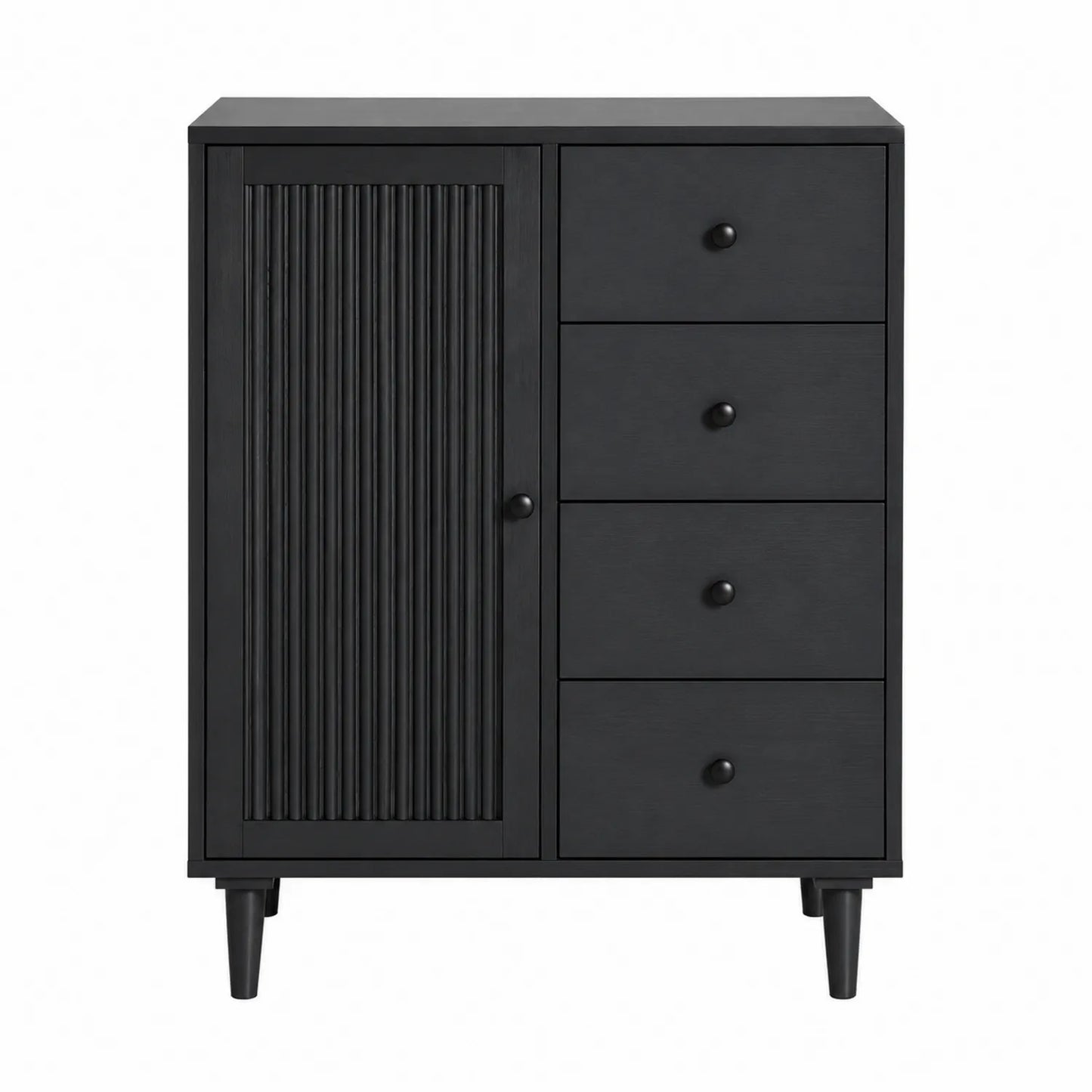 Buffet de rangement en bois noir avec porte et tiroirs