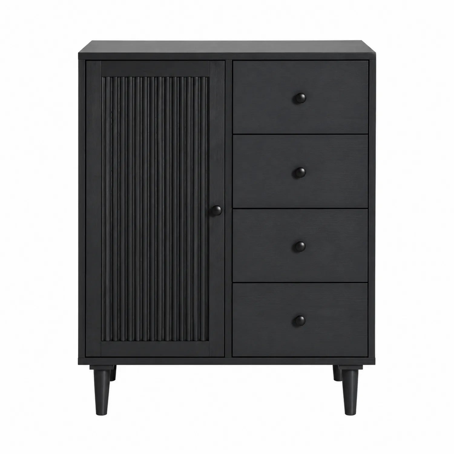 Buffet de rangement en bois noir avec porte et tiroirs