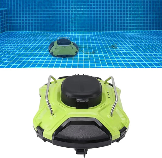 Aspirateur Robotique Sans Fil pour Piscine, Autonome et Automatique, Nettoie jusqu'à 150m², Adapté pour Piscines Enterrées et Hors Sol, Vert Clair