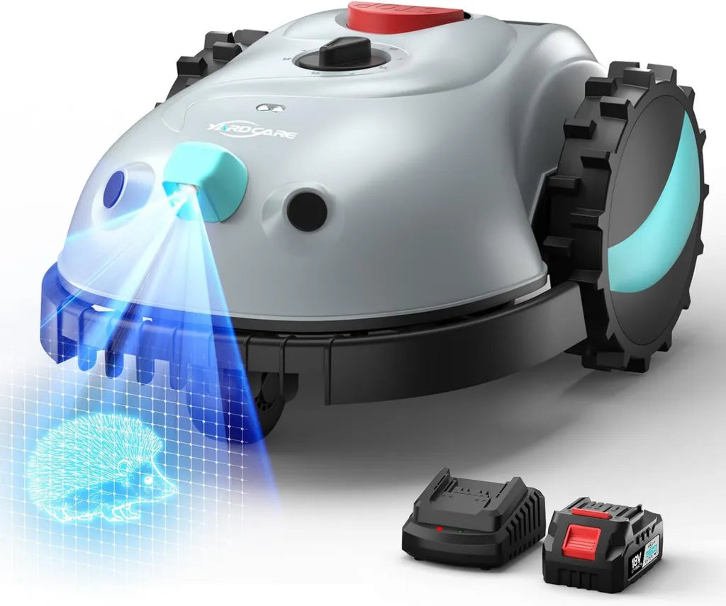 Robot tondeuse YARDCARE V100 sans fil avec navigation et détection d'obstacles