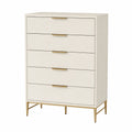 Commode en bois à 5 tiroirs avec pieds en métal doré