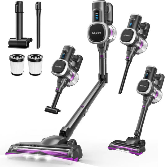 Aspirateur Balai sans Fil 450W, 48kPa, 50 Min d'Autonomie, Brosse LED Anti-Enchevêtrement, Filtration HEPA pour Tous Sols