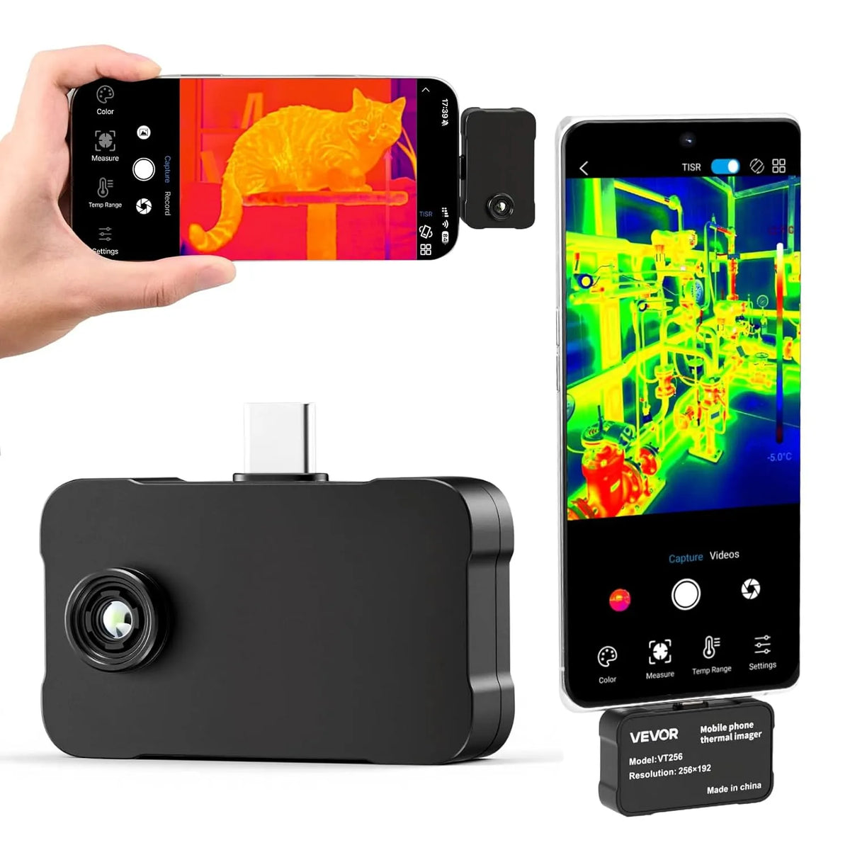 VEVOR Caméra thermique – TISR, avec caméra, 25 Hz, 20 °C, 550 °C