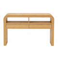Console en bois de chêne avec tiroirs et étagère