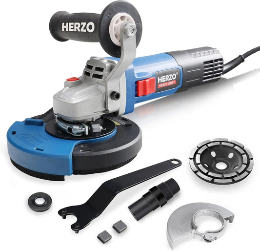 Ponceuse électrique – HERZO, élément amovible, réglable, vitesse réglable, 125 mm, 1400 W, pour le béton