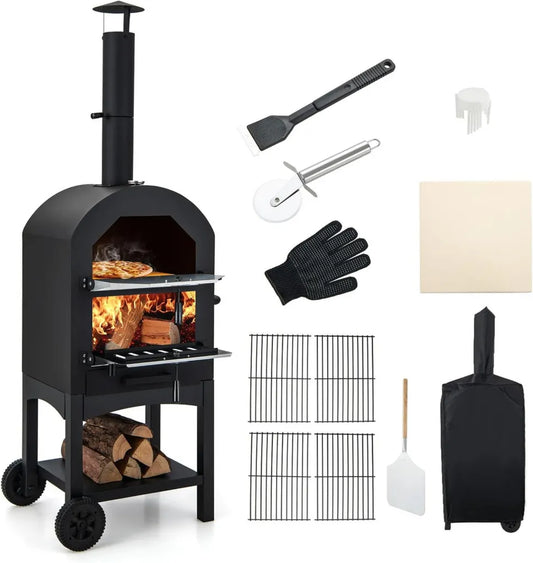 Four à Pizza Portable 162cm avec Thermomètre et Housse, Idéal pour Camping et Pique-nique
