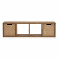 Meuble de rangement rectangulaire en bois avec paniers en osier