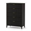 Commode en Bois Noir avec 5 Tiroirs