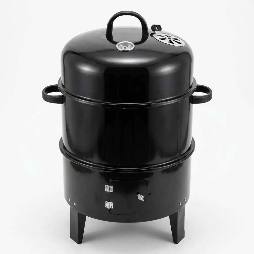 Fumoir Barbecue à Charbon 3 en 1 pour Jardin, Noir