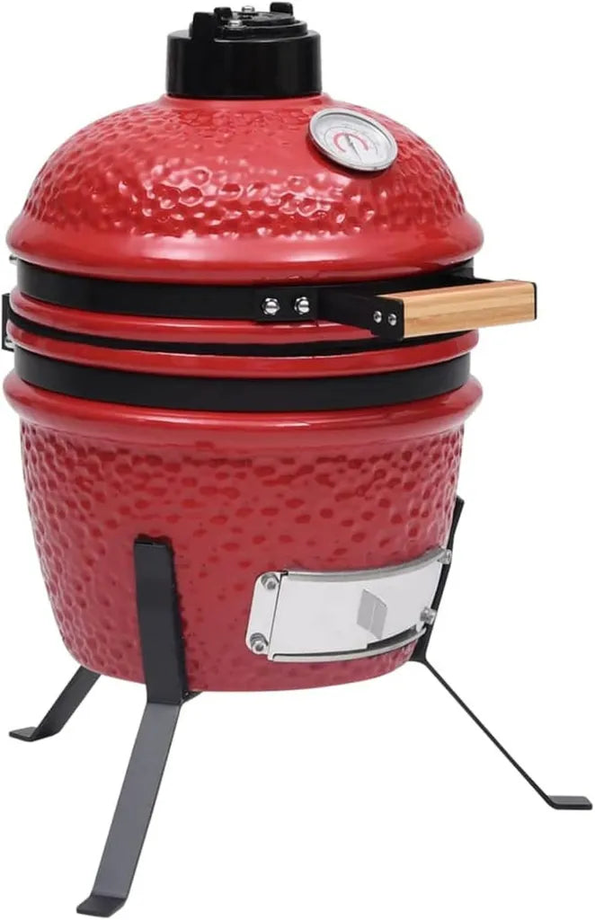 Barbecue Kamado en Céramique Rouge 26,5 cm, Température 0-450°C